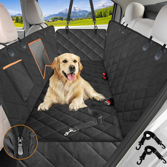 "Waterproof Dog Car Seat Cover with Mesh Window - Heavy Duty Protection for Cars, Trucks, and SUVs"